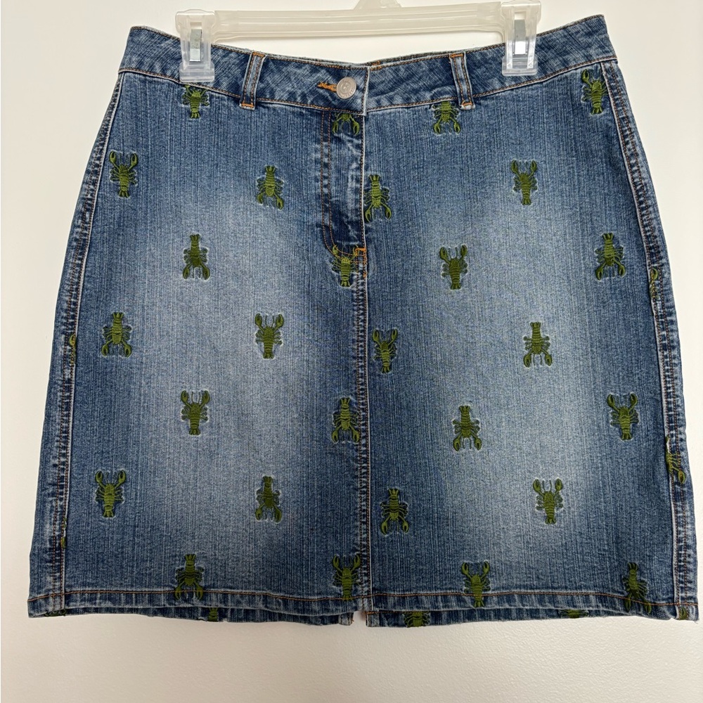 Lilly Pulitzer Denim Skirt with Green Embroidery